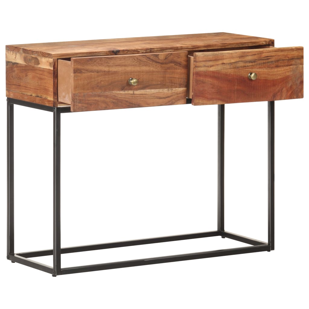 vidaXL Stolik konsola, 90x35x75 cm, surowe drewno akacjowe