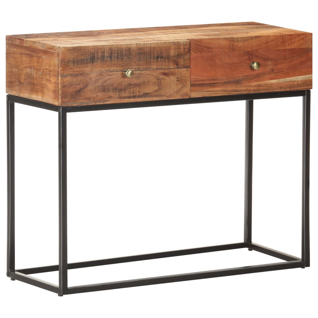 vidaXL Stolik konsola, 90x35x75 cm, surowe drewno akacjowe
