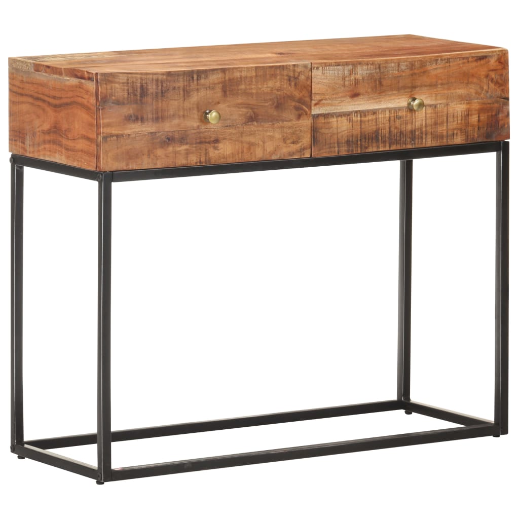 vidaXL Stolik konsola, 90x35x75 cm, surowe drewno akacjowe