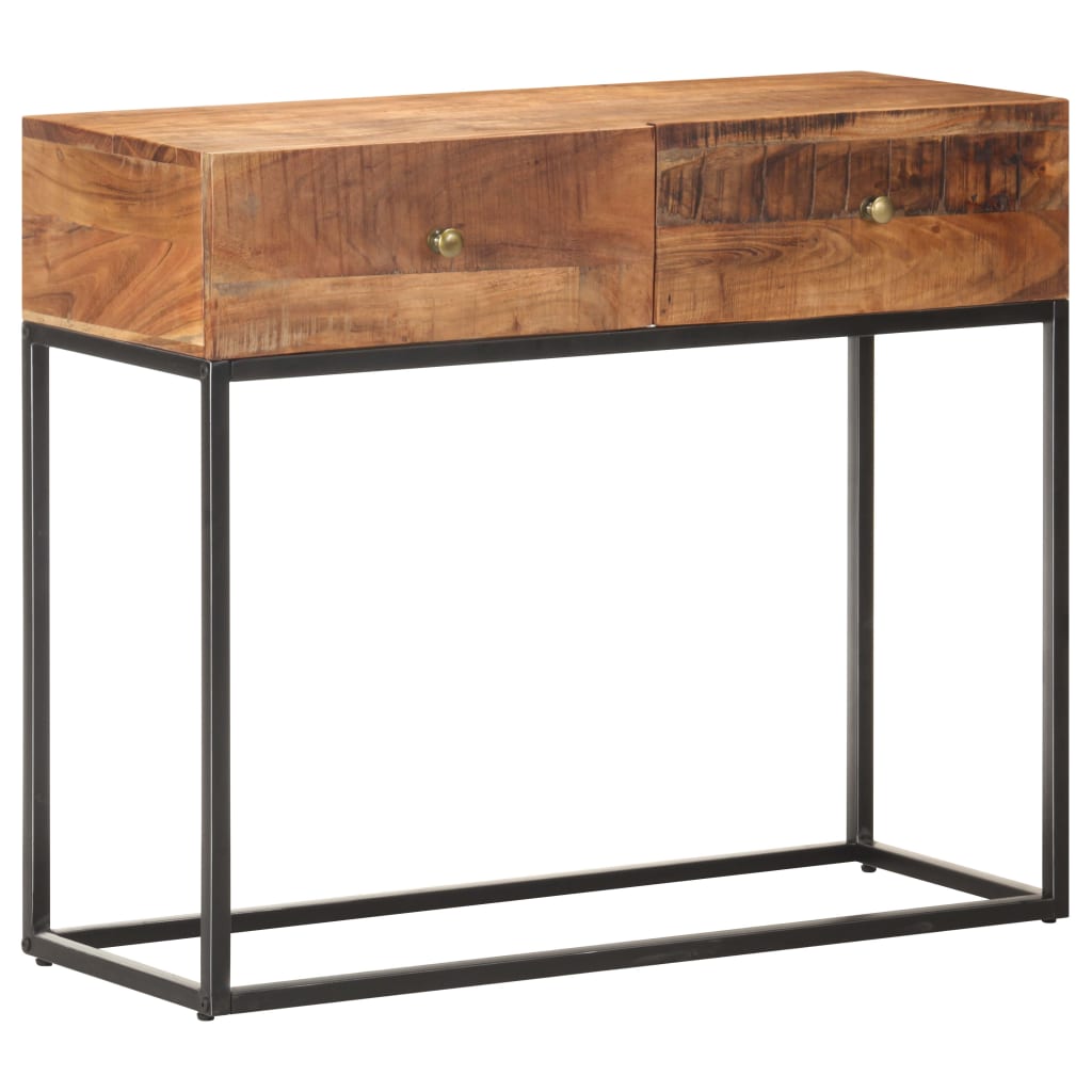 vidaXL Stolik konsola, 90x35x75 cm, surowe drewno akacjowe