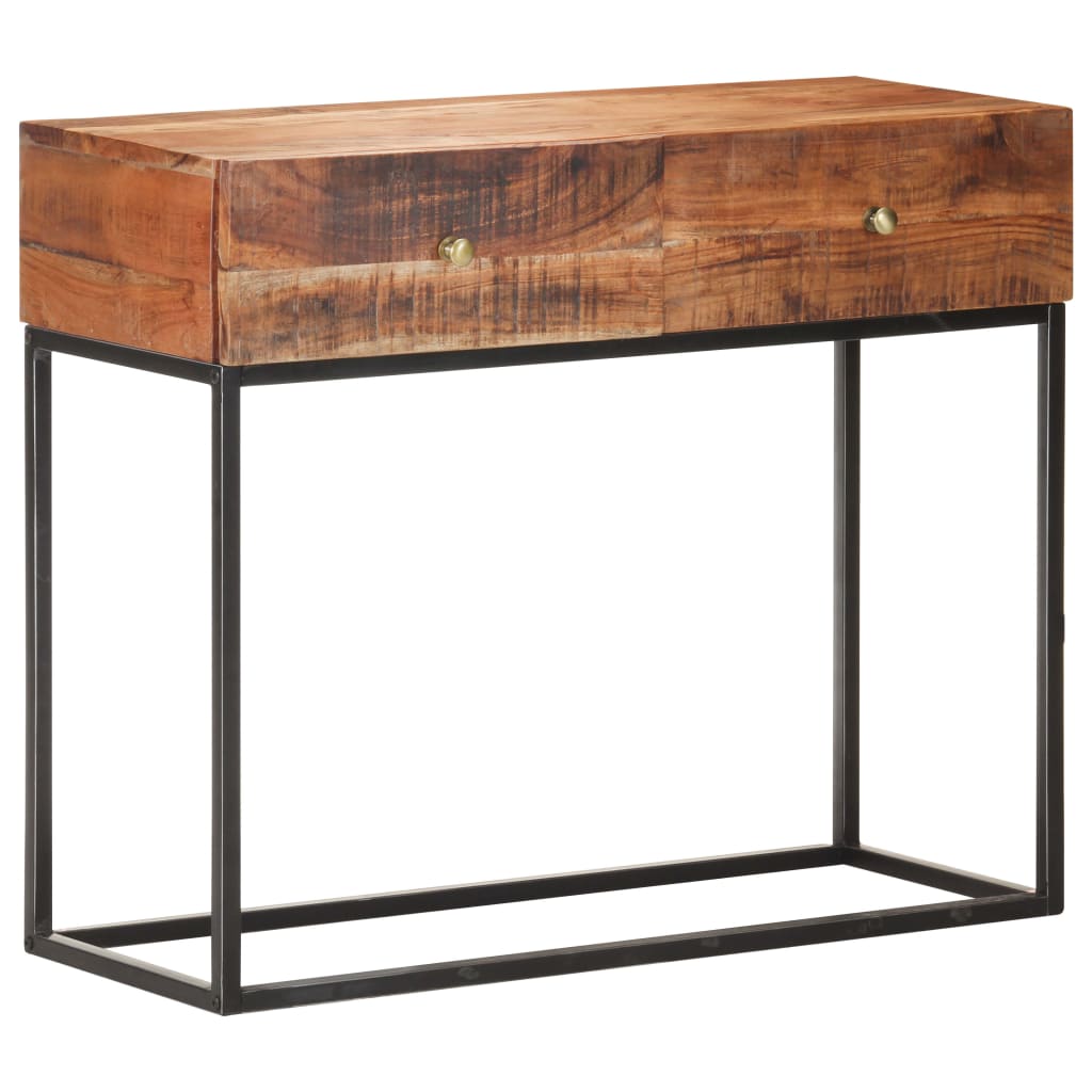 vidaXL Stolik konsola, 90x35x75 cm, surowe drewno akacjowe