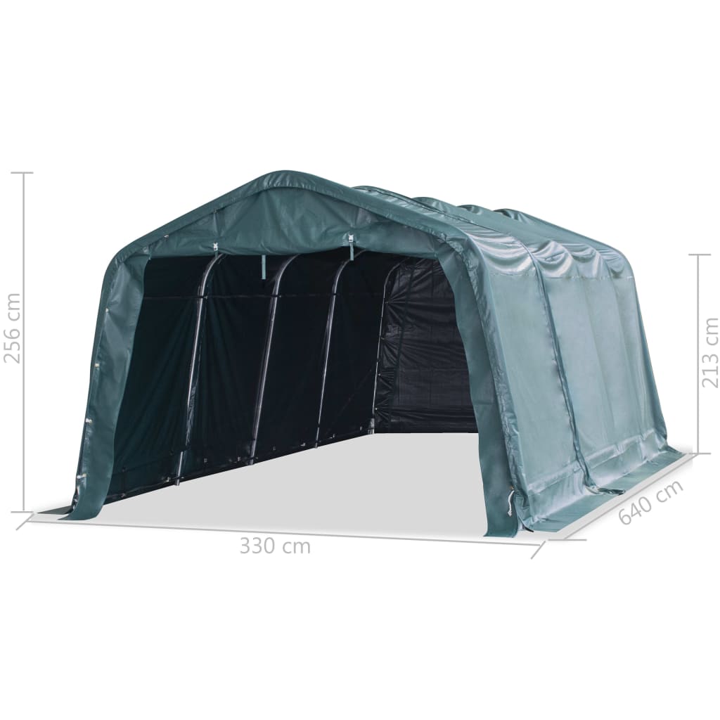 vidaXL Namiot dla bydła, PVC 550 g/m², 3,3 x 6,4 m, ciemnozielony
