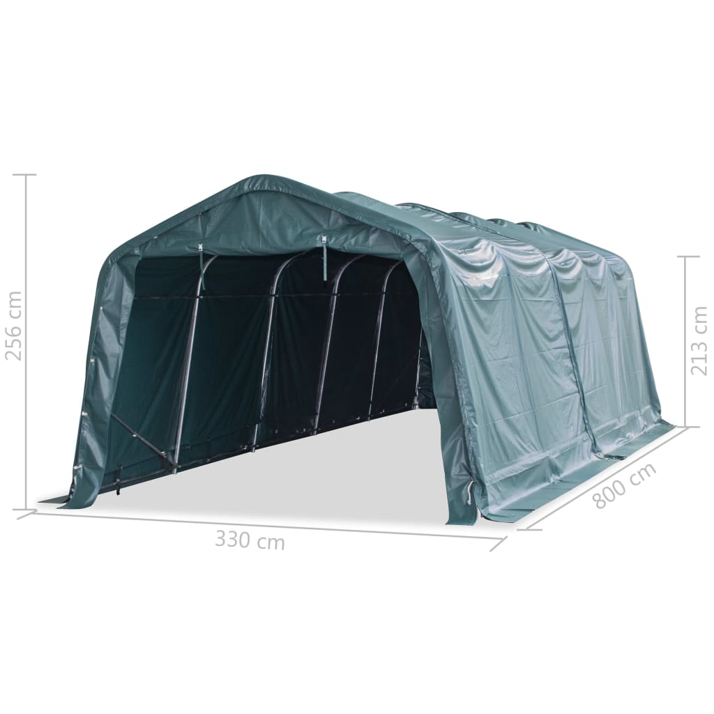 vidaXL Namiot dla bydła, PVC 550 g/m², 3,3 x 8 m, ciemnozielony