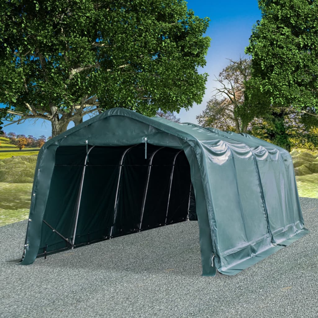 vidaXL Namiot dla bydła, PVC 550 g/m², 3,3 x 8 m, ciemnozielony