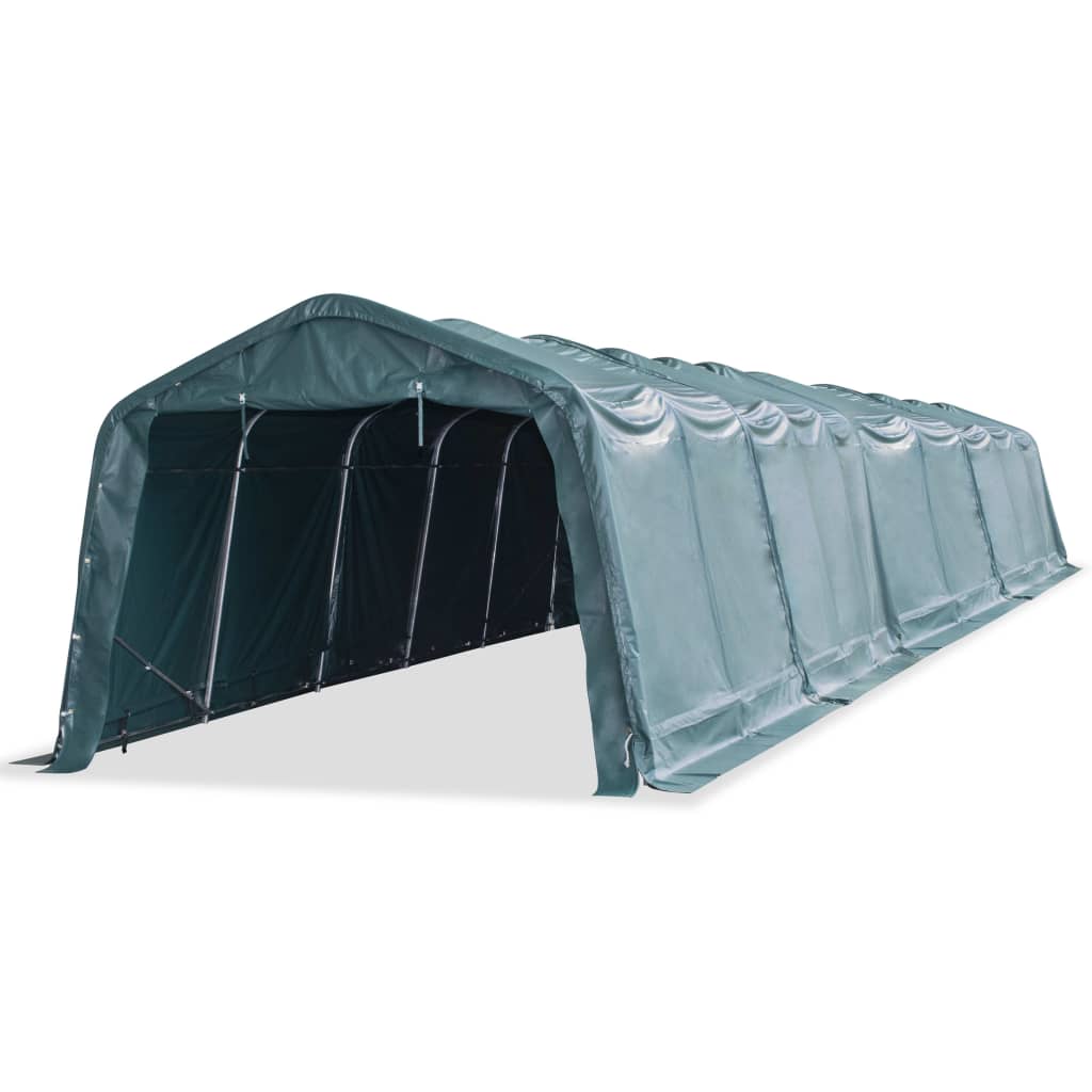 vidaXL Namiot dla bydła, PVC 550 g/m², 3,3 x 16 m, ciemnozielony