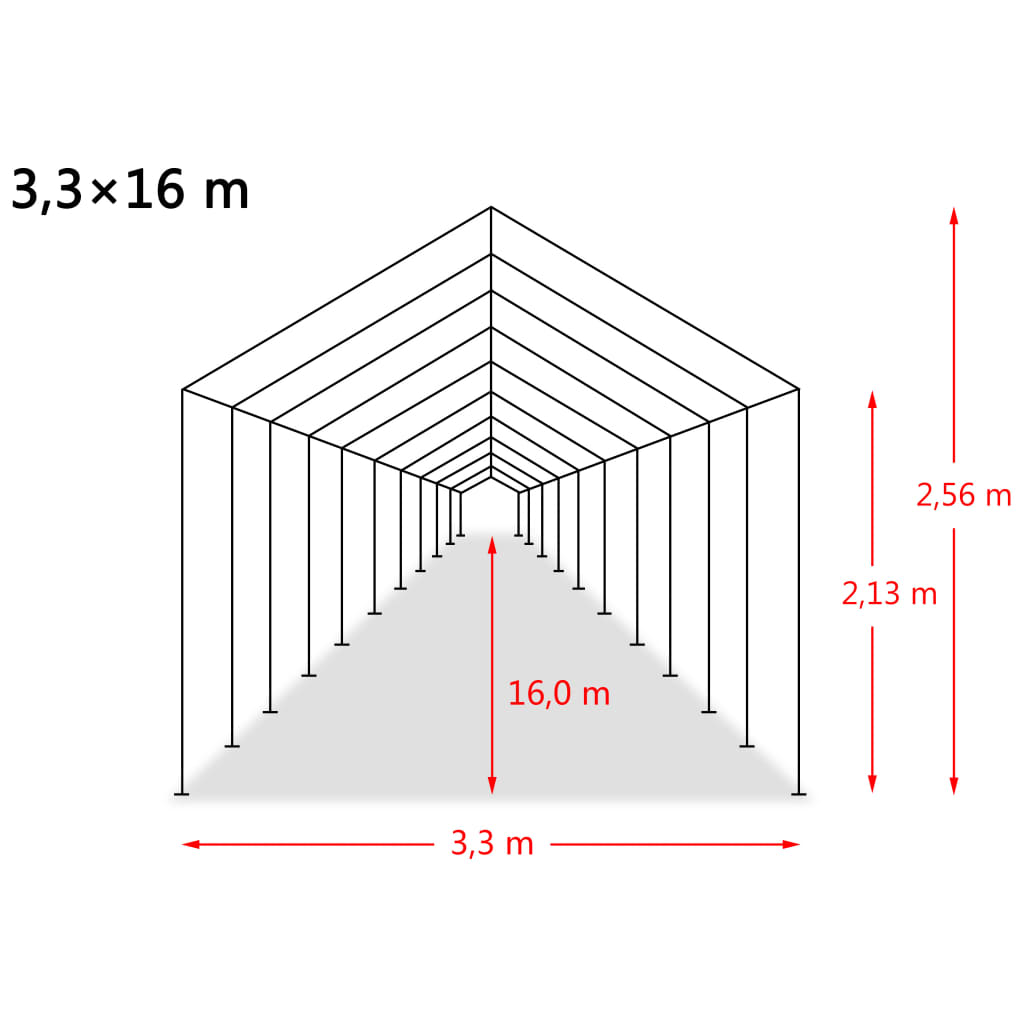 vidaXL Namiot dla bydła, PVC 550 g/m², 3,3 x 16 m, ciemnozielony