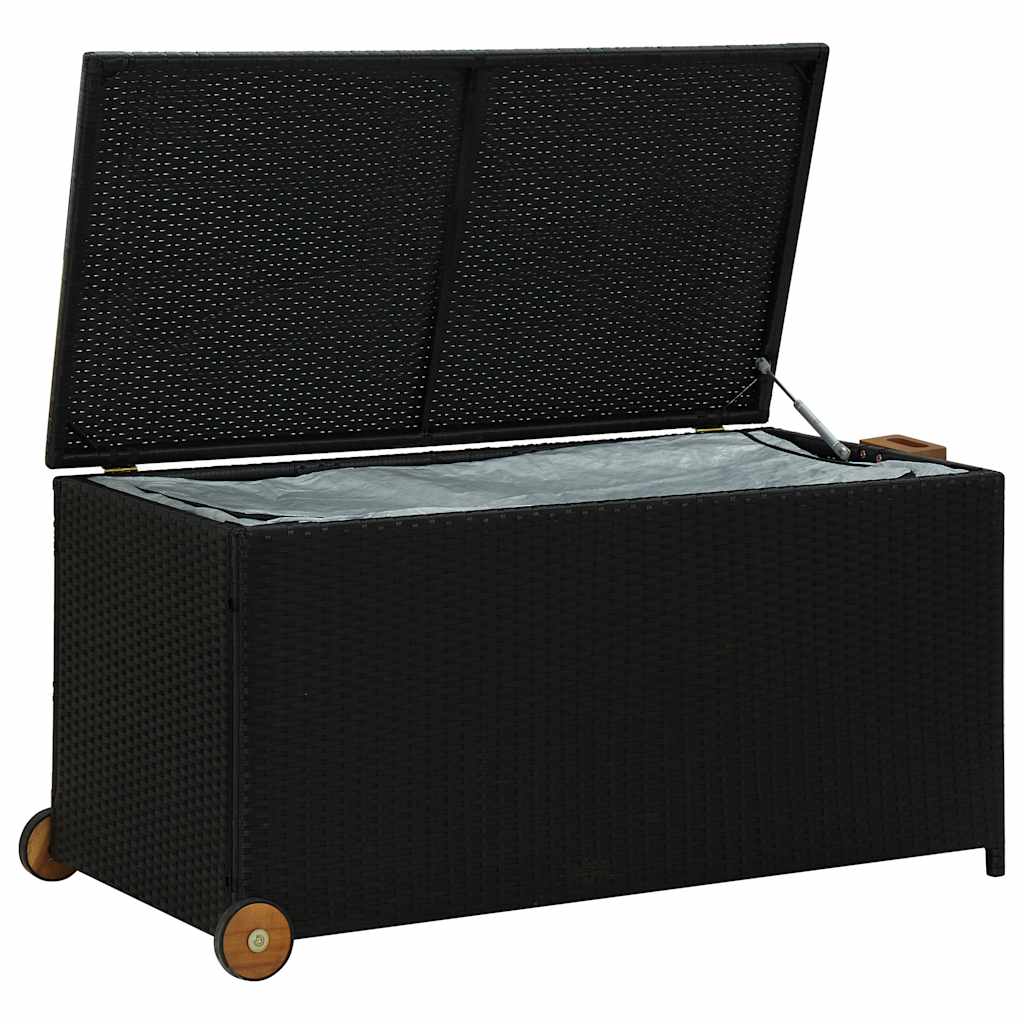 vidaXL Skrzynia ogrodowa, czarna, 120x65x61 cm, rattan PE