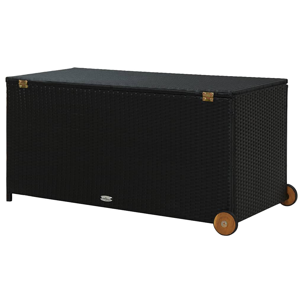 vidaXL Skrzynia ogrodowa, czarna, 120x65x61 cm, rattan PE