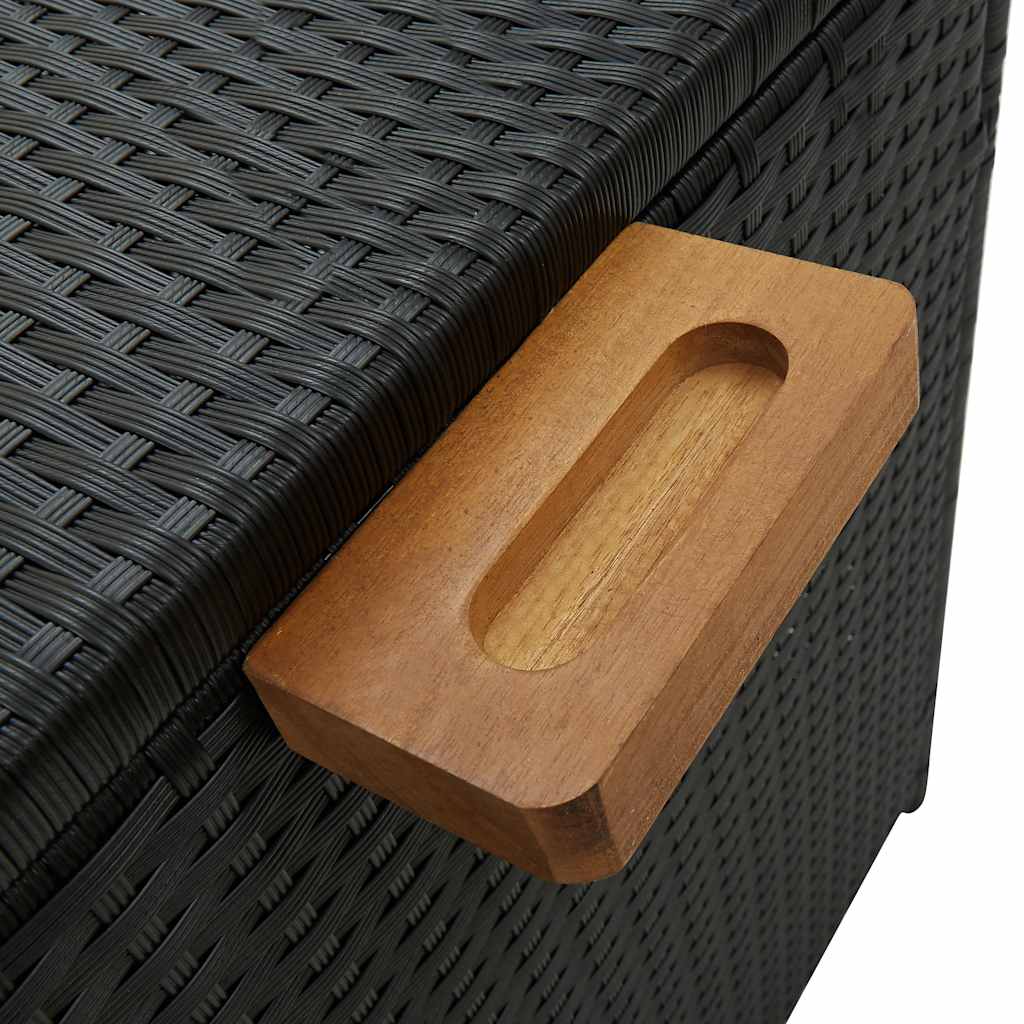 vidaXL Skrzynia ogrodowa, czarna, 120x65x61 cm, rattan PE
