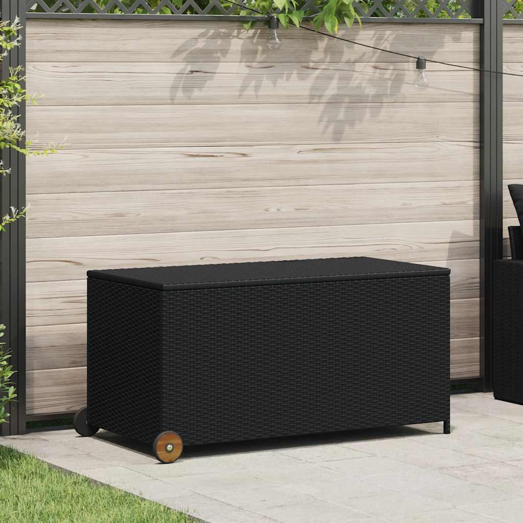 vidaXL Skrzynia ogrodowa, czarna, 120x65x61 cm, rattan PE