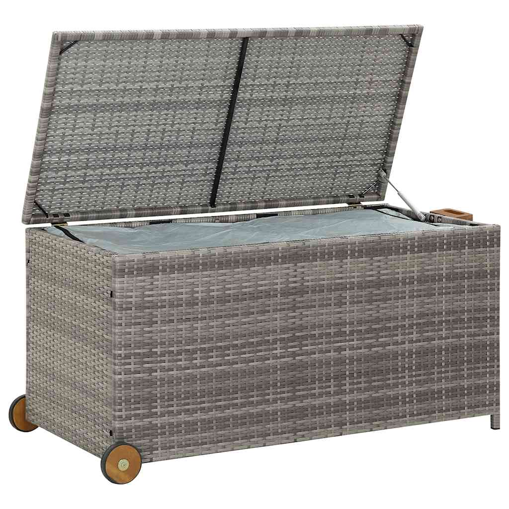vidaXL Skrzynia ogrodowa, jasnoszara, 120x65x61 cm, polirattan