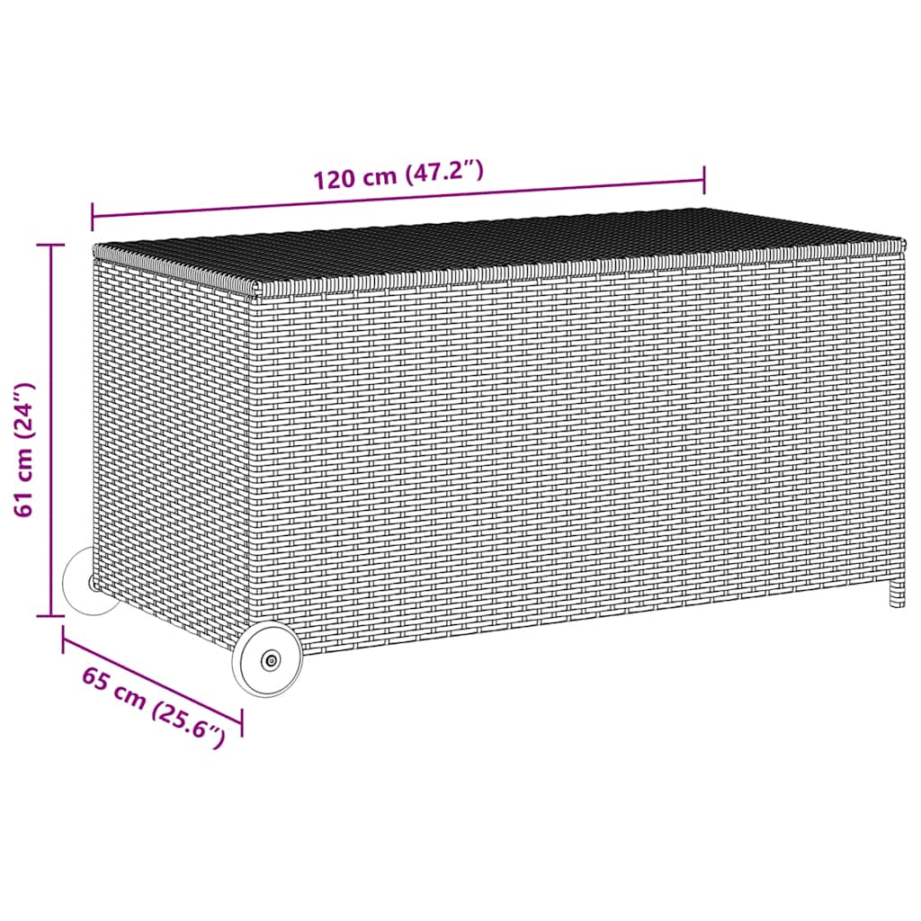 vidaXL Skrzynia ogrodowa, jasnoszara, 120x65x61 cm, polirattan