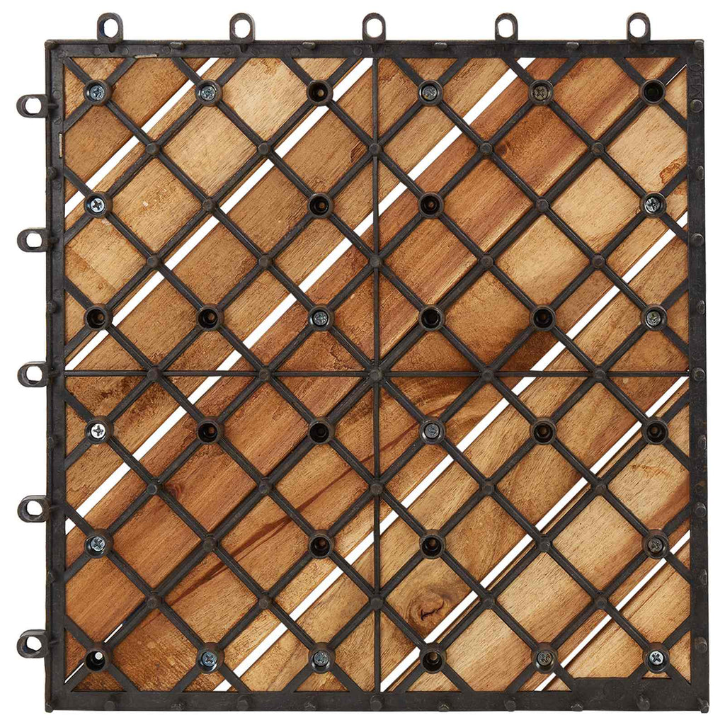 vidaXL Płytka Tarasowa 10 pcs Brązowy 30 x 30 cm Drewno Akacjowe