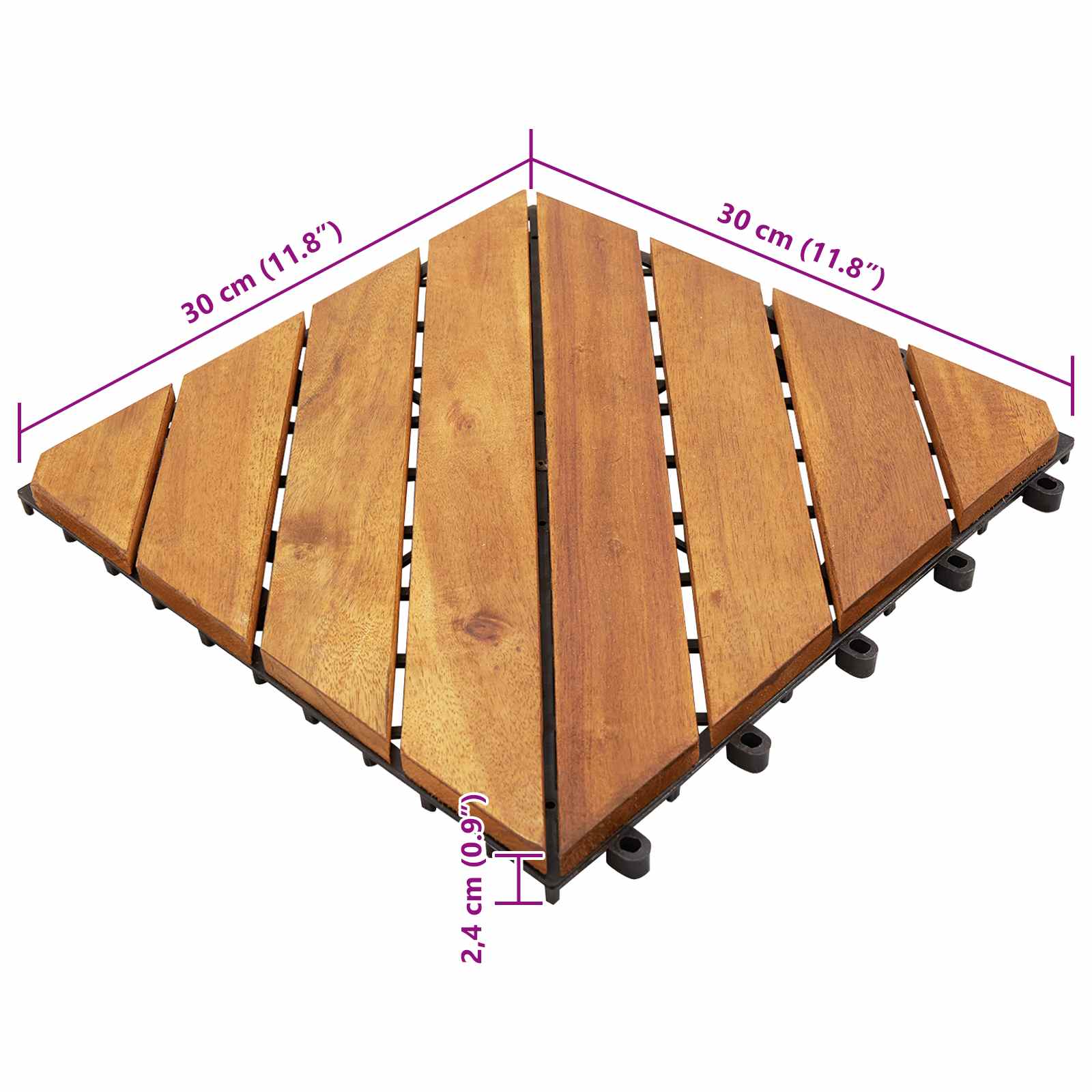 vidaXL Płytka Tarasowa 10 pcs Brązowy 30 x 30 cm Drewno Akacjowe