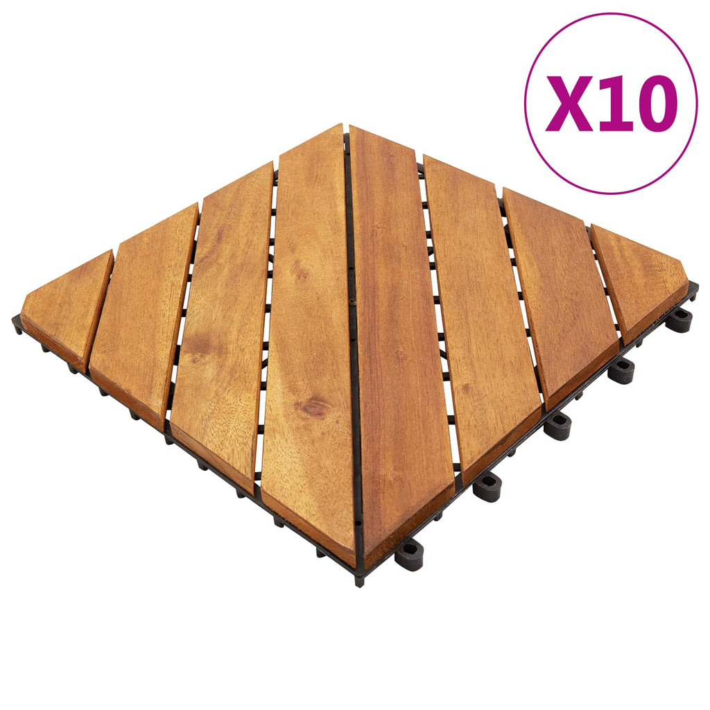 vidaXL Płytka Tarasowa 10 pcs Brązowy 30 x 30 cm Drewno Akacjowe