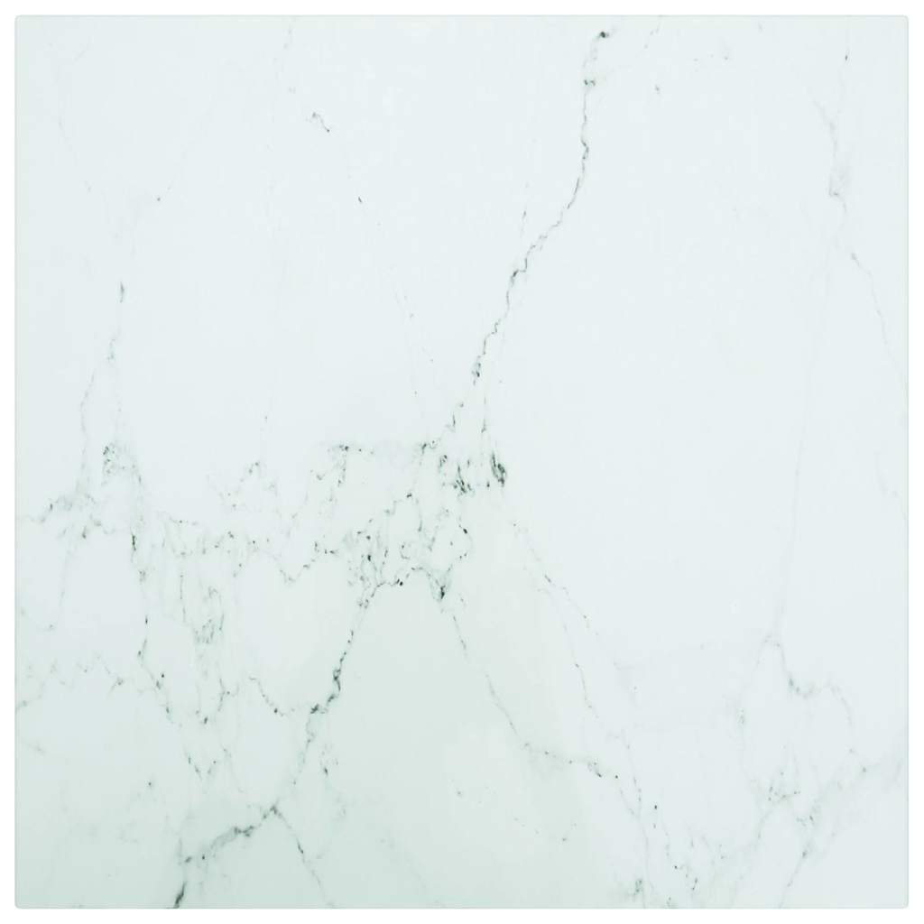 vidaXL Blat stołu, biały, 40x40 cm, 6 mm, szkło ze wzorem marmuru