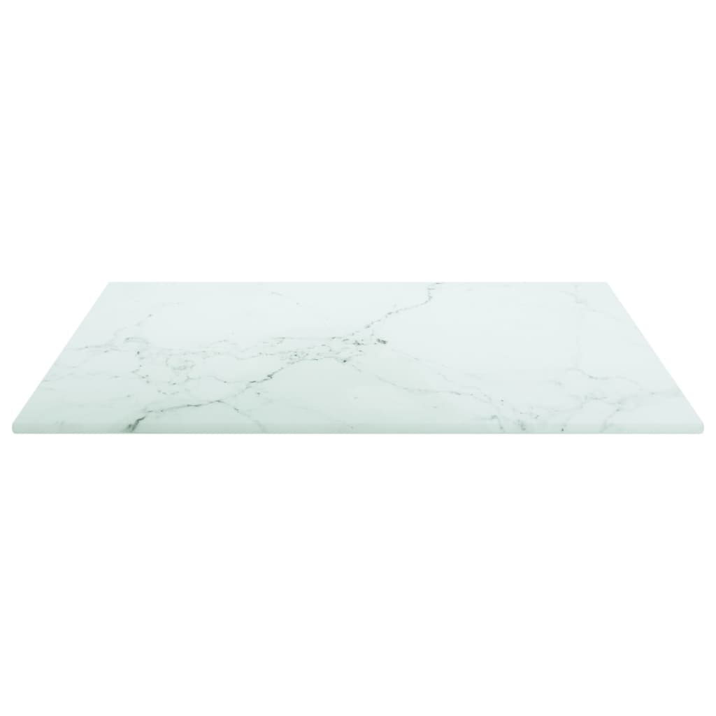 vidaXL Blat stołu, biały, 40x40 cm, 6 mm, szkło ze wzorem marmuru