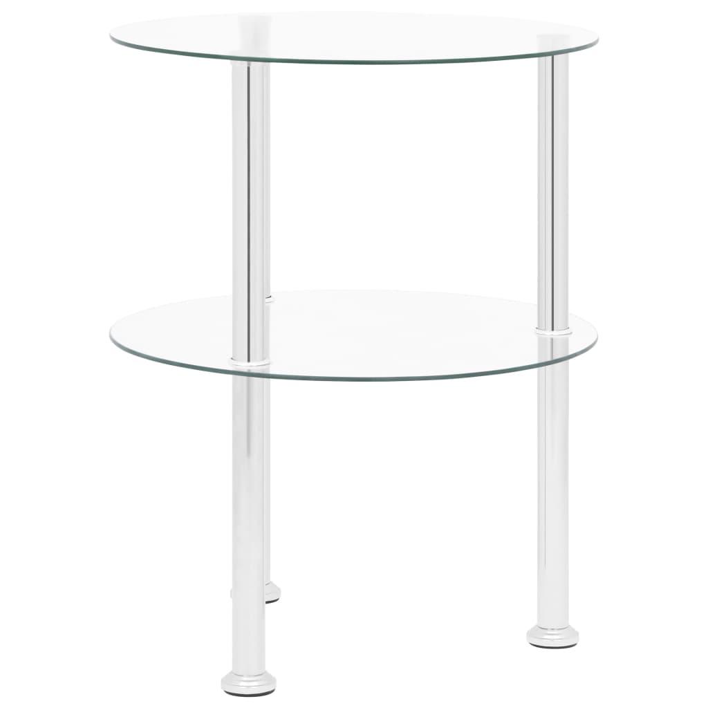 vidaXL 2-poziomowy stolik, 38 cm, przezroczyste szkło hartowane