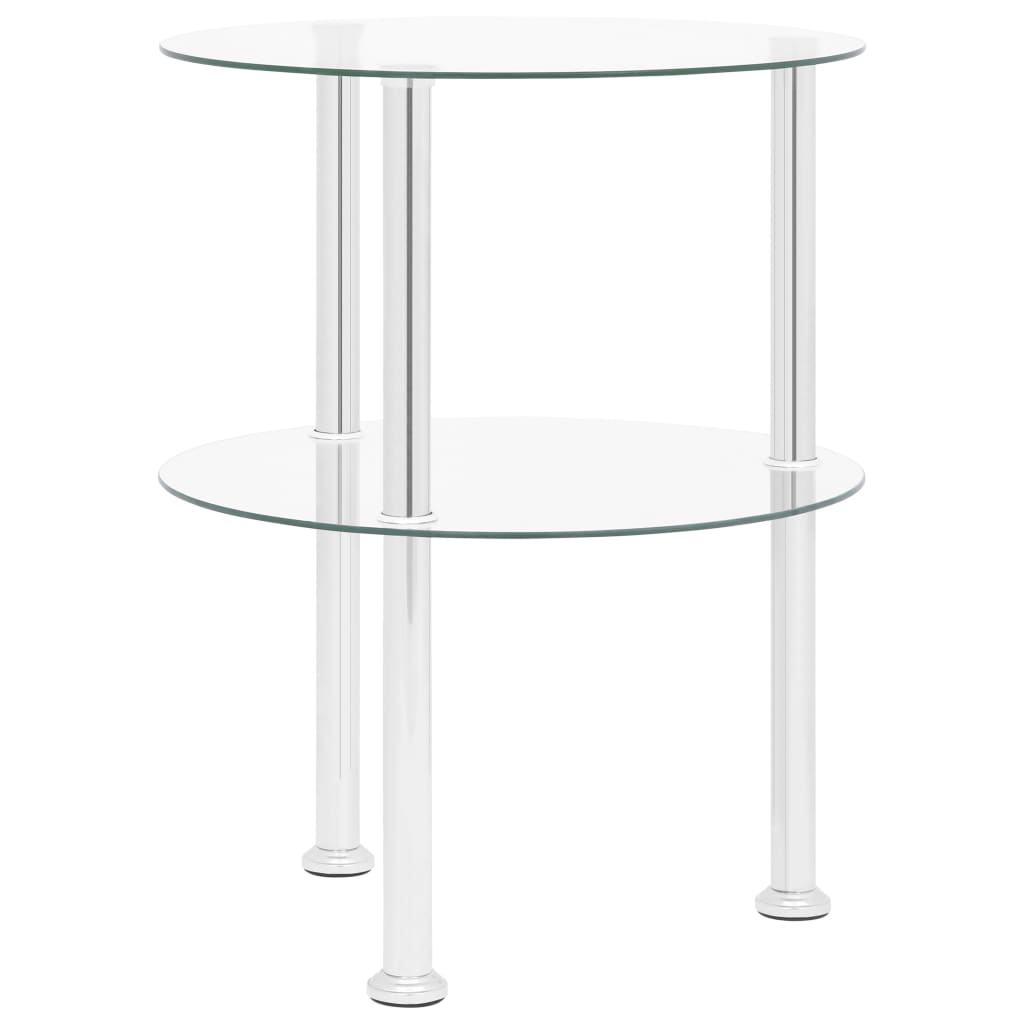 vidaXL 2-poziomowy stolik, 38 cm, przezroczyste szkło hartowane