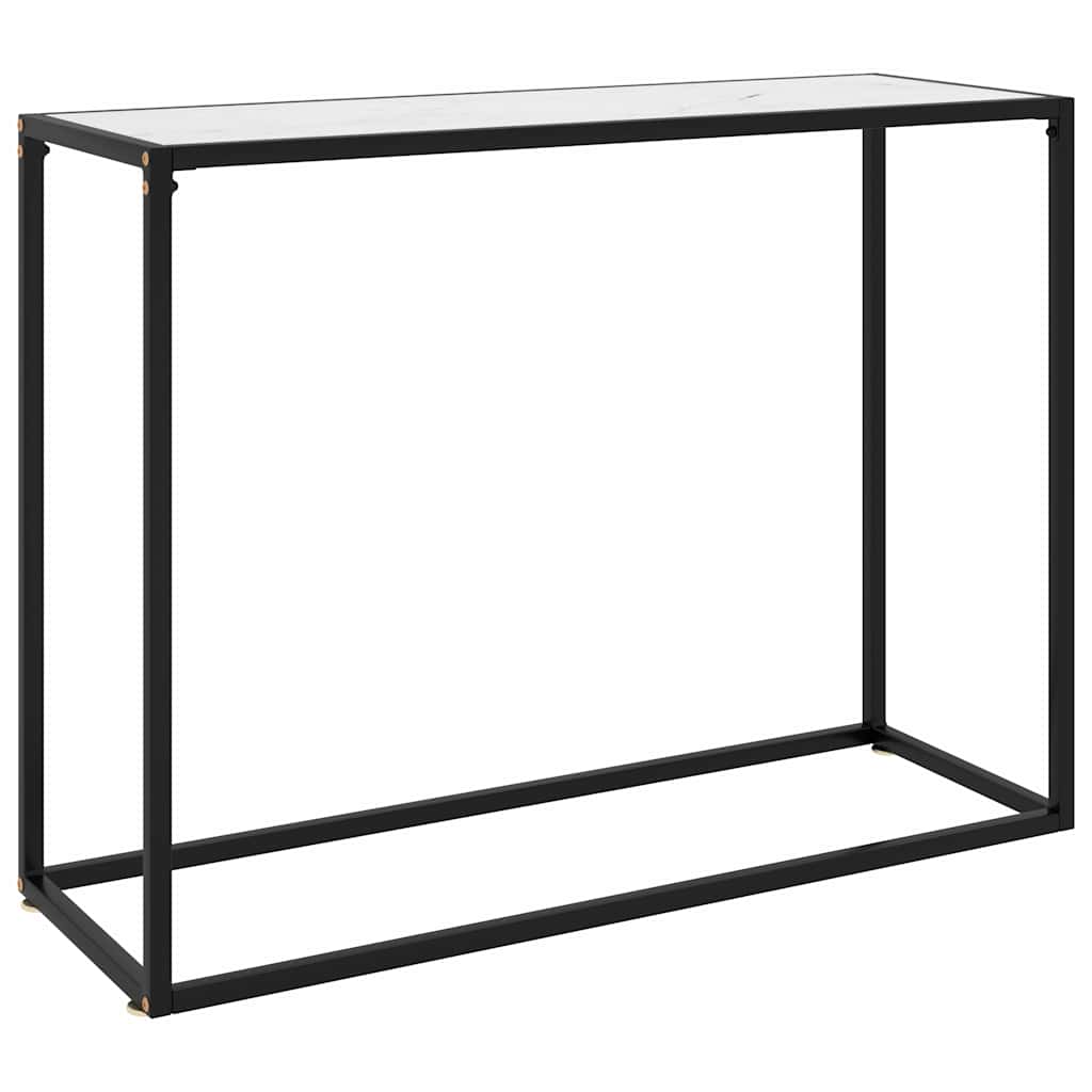 vidaXL Stolik konsolowy, biały, 100x35x75 cm, szkło hartowane