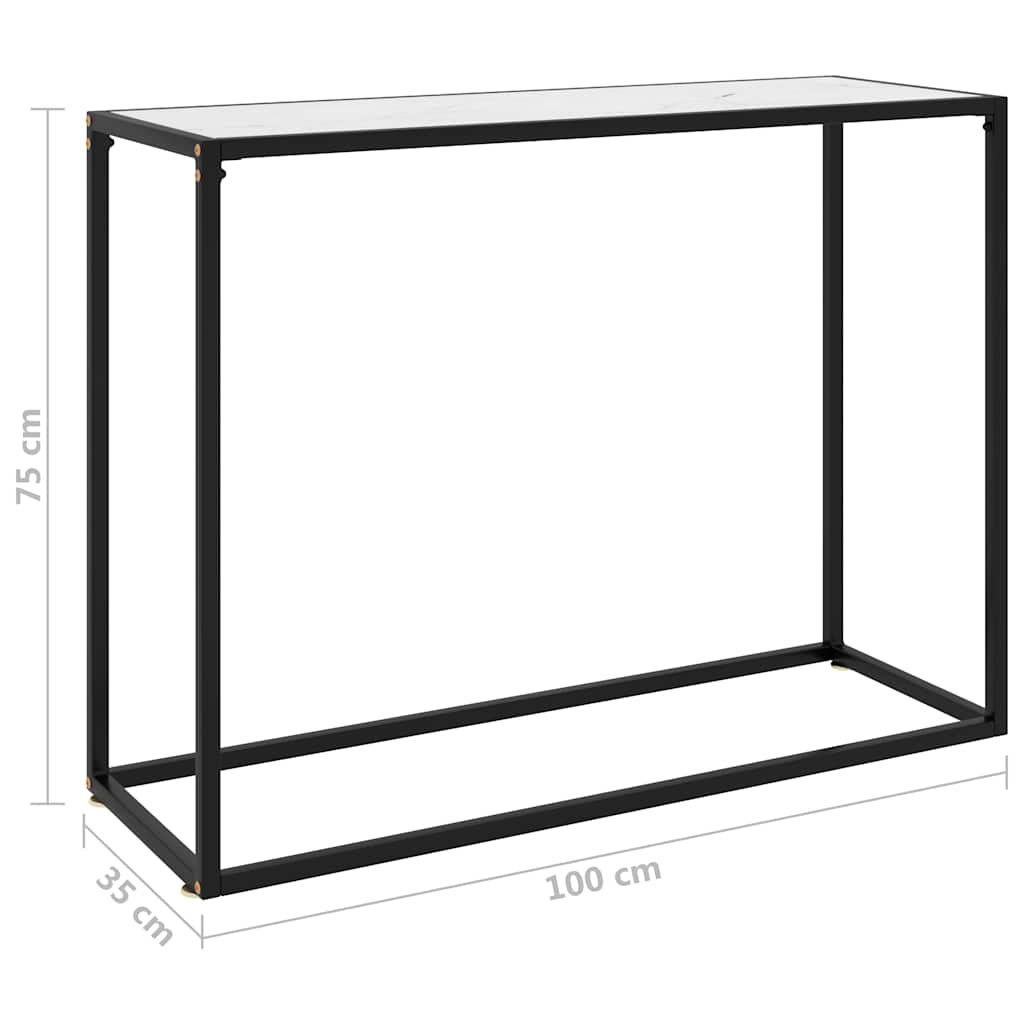 vidaXL Stolik konsolowy, biały, 100x35x75 cm, szkło hartowane