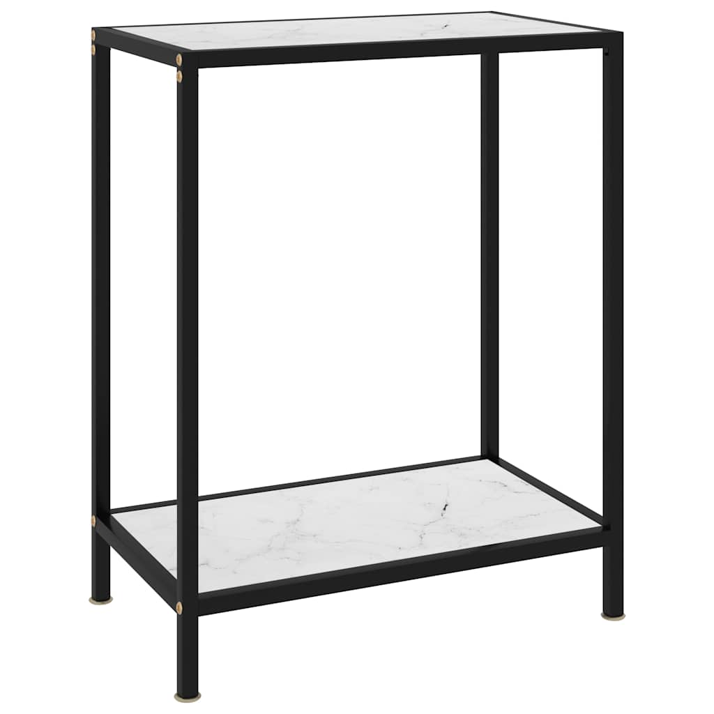 vidaXL Stolik konsolowy, biały, 60x35x75 cm, szkło hartowane