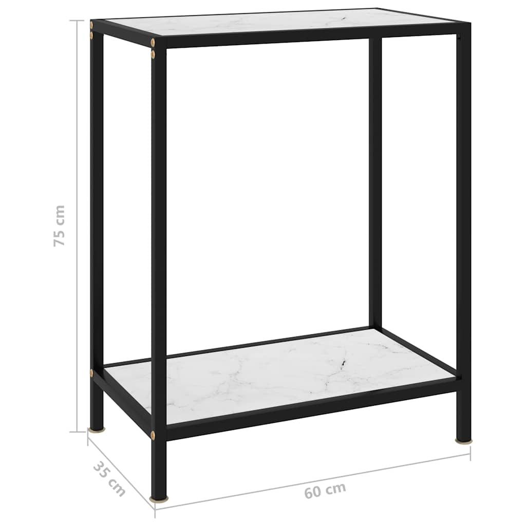 vidaXL Stolik konsolowy, biały, 60x35x75 cm, szkło hartowane