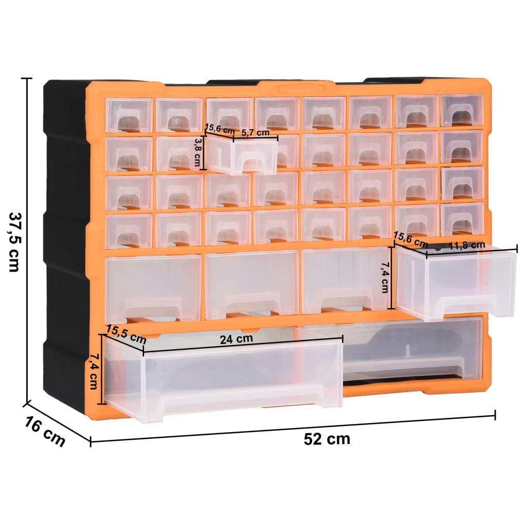 vidaXL Organizer z 38 szufladkami, 52x16x37,5 cm