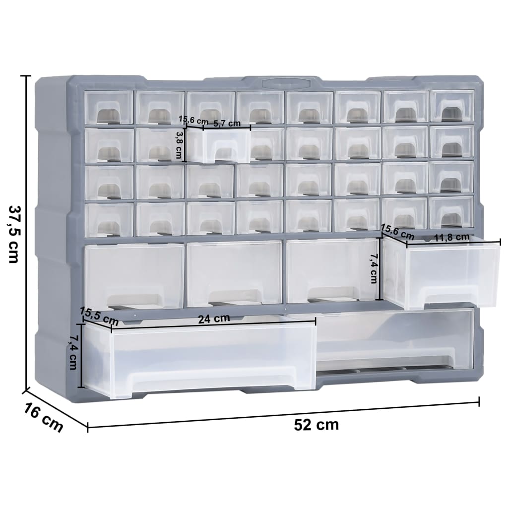 vidaXL Organizer z 38 szufladkami, 52x16x37,5 cm