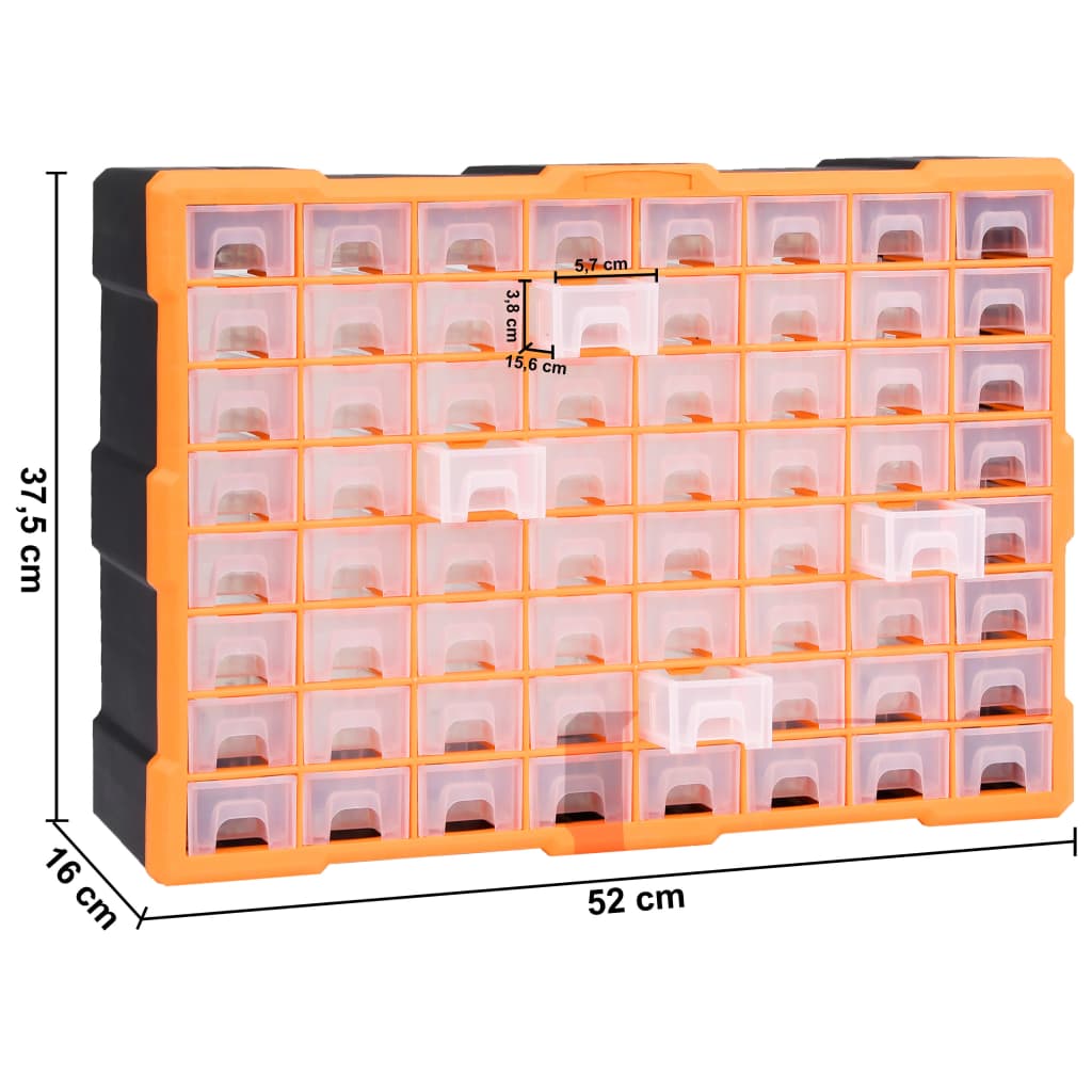vidaXL Organizer z 64 szufladkami, 52x16x37,5 cm