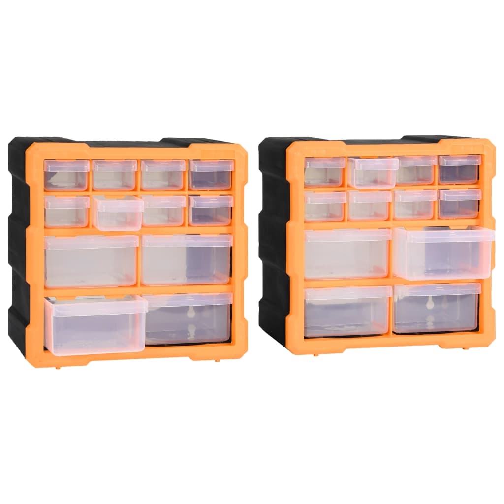 vidaXL Organizery z 12 szufladkami, 2 szt, 26,5x16x26 cm