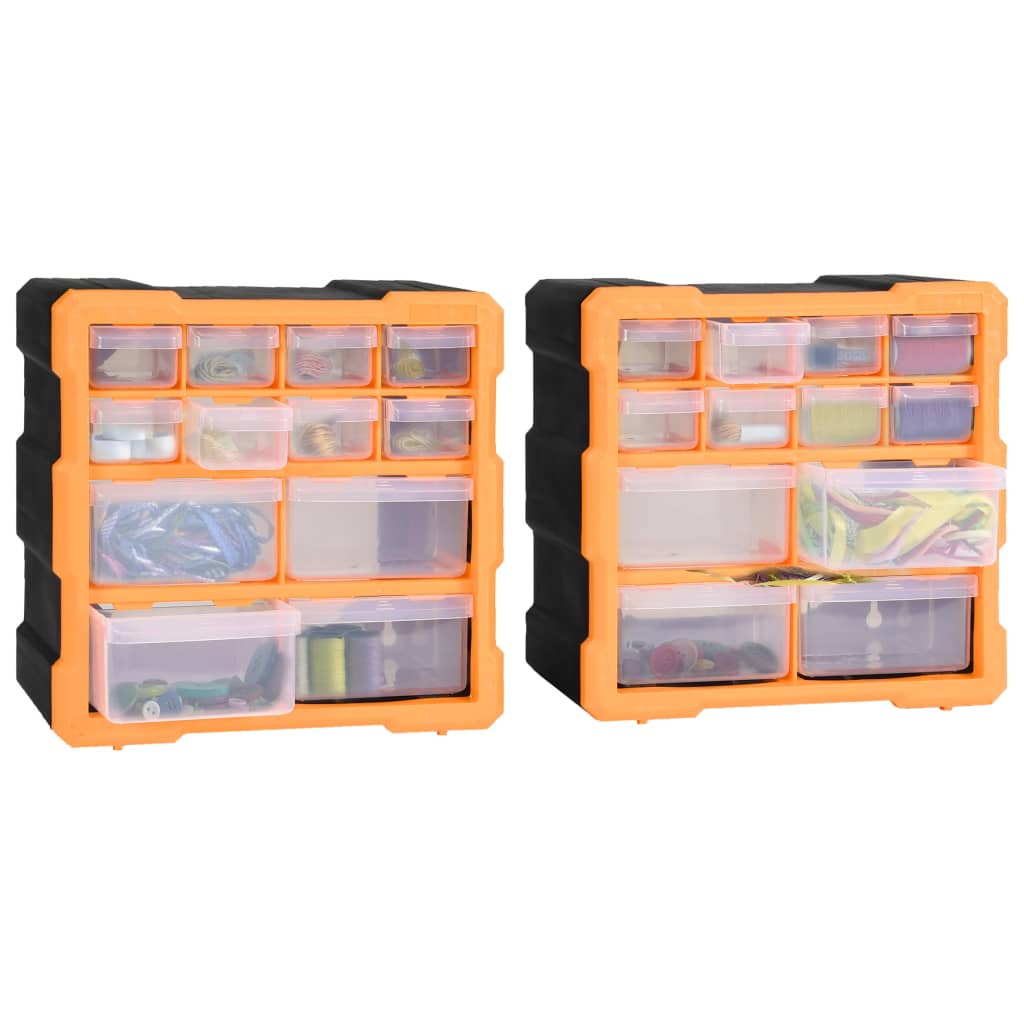 vidaXL Organizery z 12 szufladkami, 2 szt, 26,5x16x26 cm