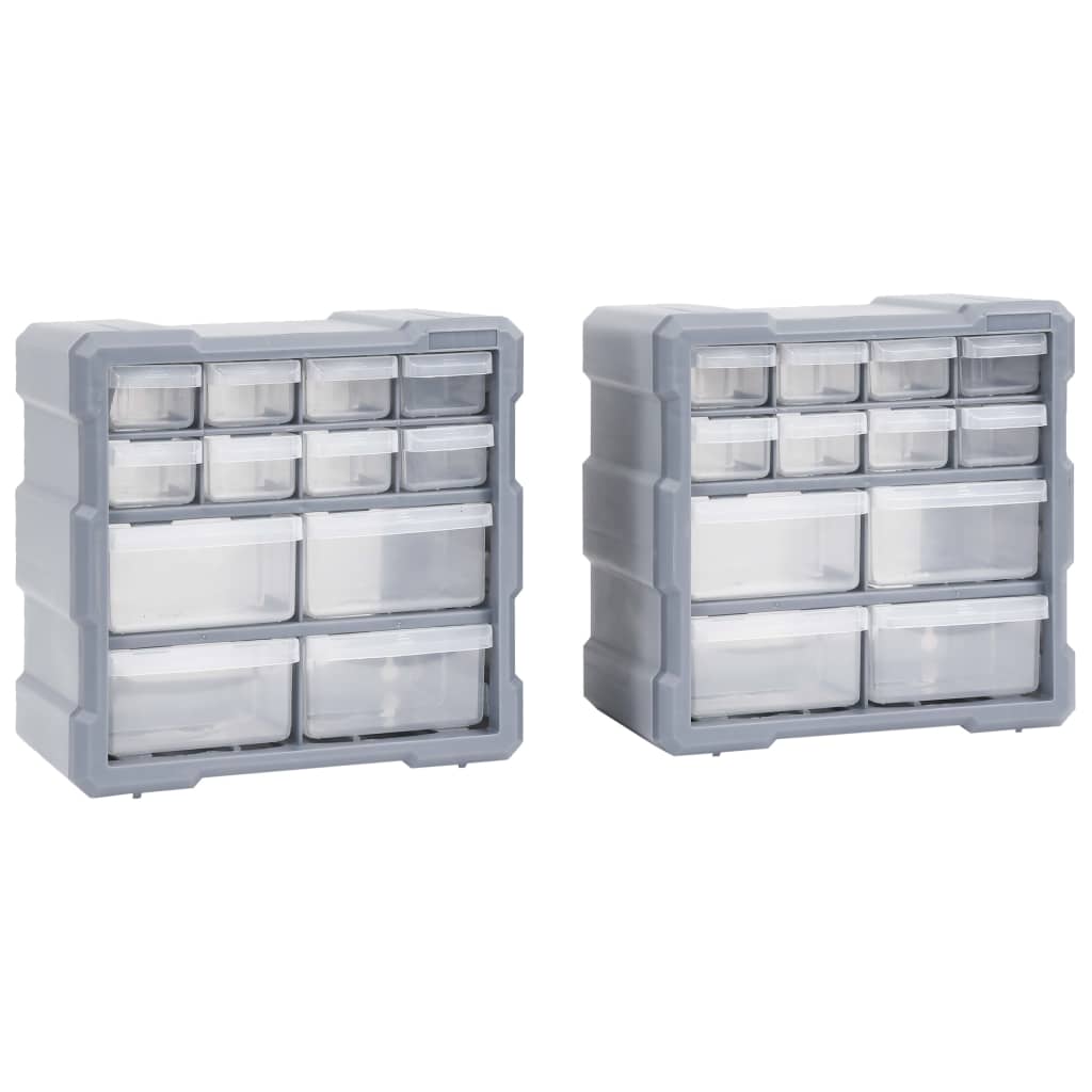 vidaXL Organizery z 12 szufladkami, 2 szt, 26,5x16x26 cm