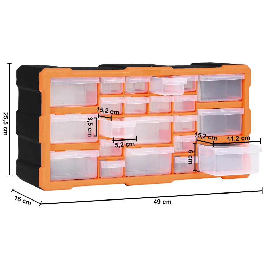 vidaXL Organizer z 22 szufladkami, 49x16x25,5 cm