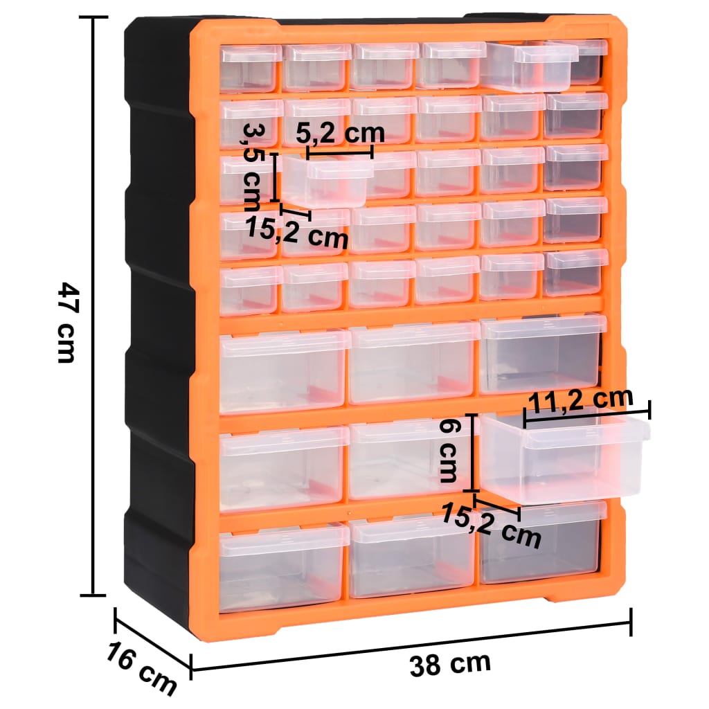 vidaXL Organizer z 39 szufladkami, 38x16x47 cm