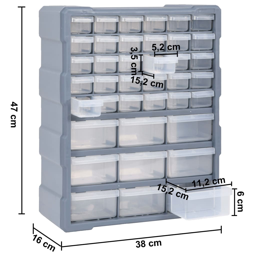 vidaXL Organizer z 39 szufladkami, 38x16x47 cm