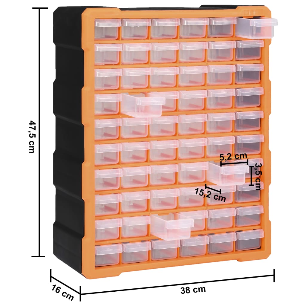 vidaXL Organizer z 60 szufladkami, 38x16x47,5 cm