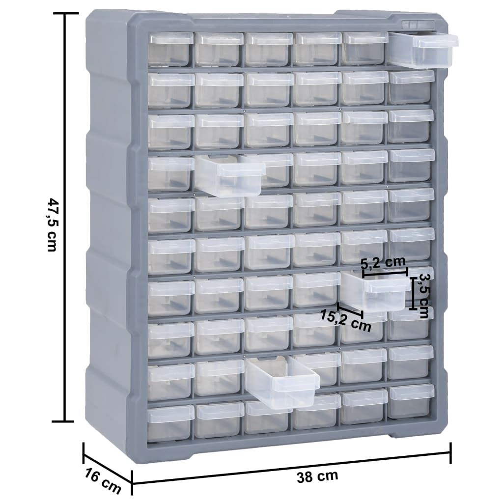 vidaXL Organizer z 60 szufladkami, 38x16x47,5 cm