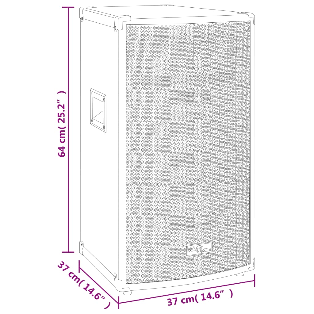 vidaXL Profesjonalny głośnik pasywny HiFi, 1000 W, czarny, 37x37x64 cm
