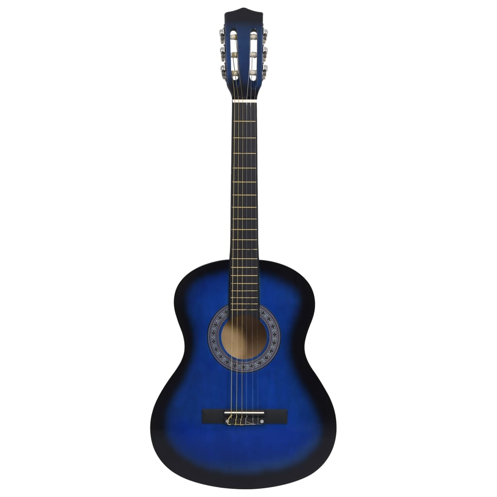 vidaXL Gitara klasyczna dla początkujących z torbą, niebieska 3/4, 36"