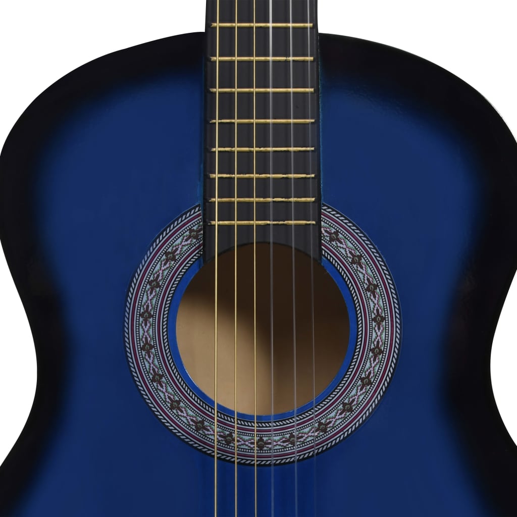 vidaXL Gitara klasyczna dla początkujących z torbą, niebieska 3/4, 36"