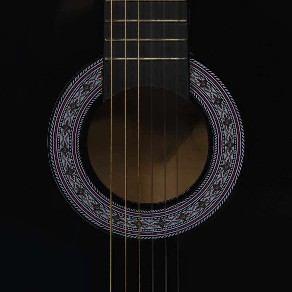 vidaXL Gitara klasyczna dla początkujących z torbą, czarna, 3/4, 36"