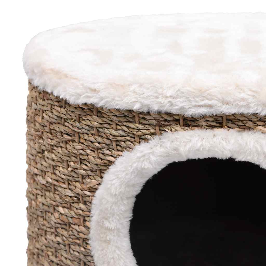vidaXL Domek dla kota z drewnianymi nóżkami, 41 cm, trawa morska