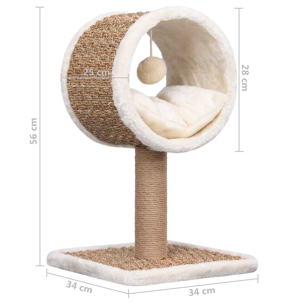 vidaXL Drapak dla kota z legowiskiem i zabawką, 56 cm, trawa morska