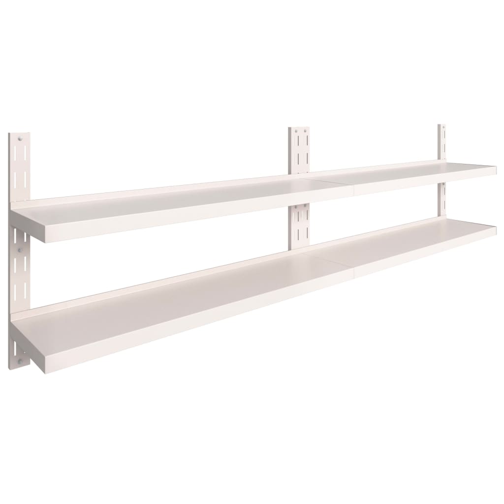 vidaXL Wiszące półki ścienne, 2 poziomy, 2 szt., stal, 300x30 cm