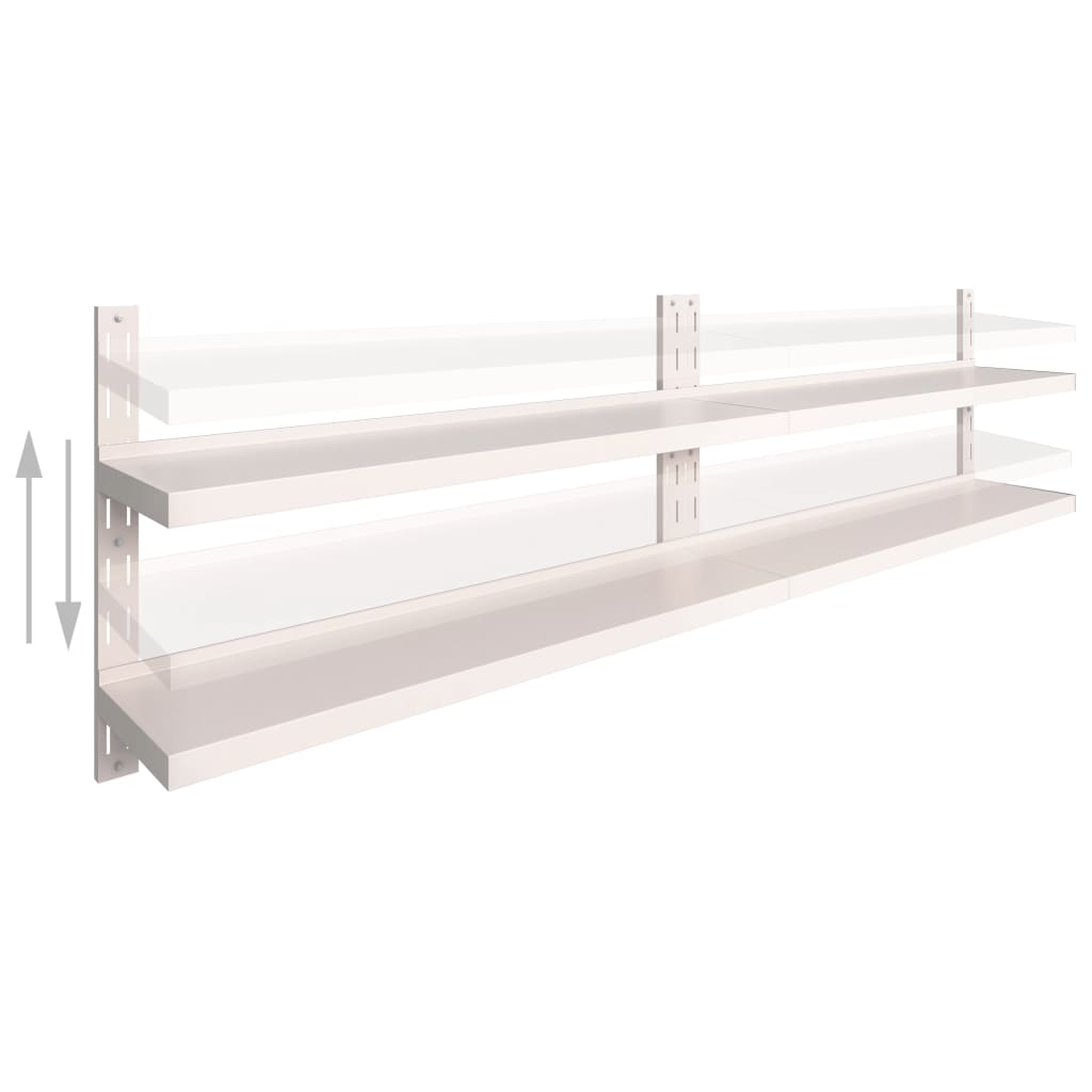 vidaXL Wiszące półki ścienne, 2 poziomy, 2 szt., stal, 300x30 cm