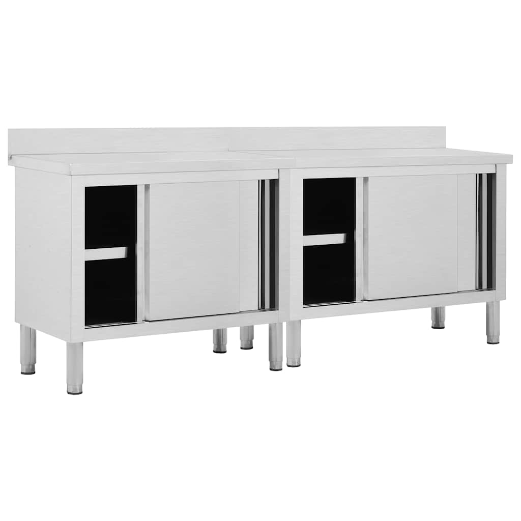 vidaXL Stoły robocze, przesuwne drzwi 2 szt., 200x50x(95-97) cm, stal