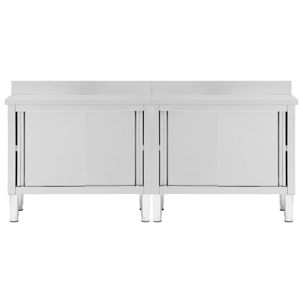 vidaXL Stoły robocze, przesuwne drzwi 2 szt., 200x50x(95-97) cm, stal
