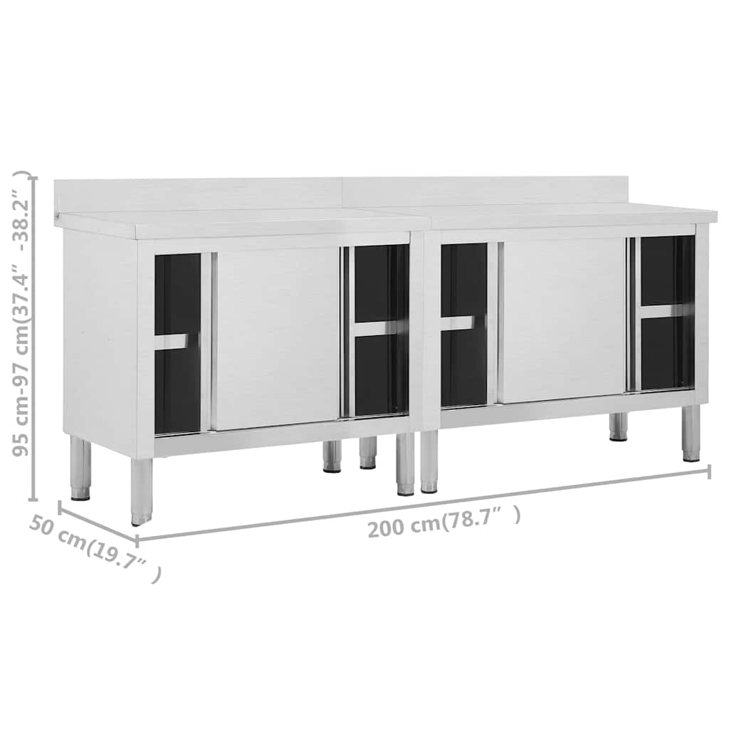 vidaXL Stoły robocze, przesuwne drzwi 2 szt., 200x50x(95-97) cm, stal