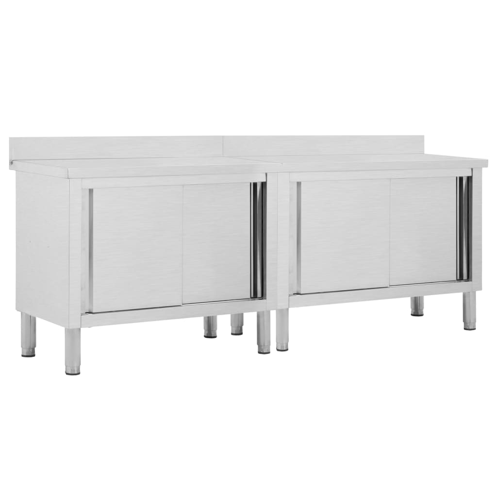 vidaXL Stoły robocze, przesuwne drzwi 2 szt., 240x50x(95-97) cm, stal